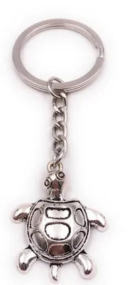 Produktbild von Onwomania Schlüsselanhänger Schildkröte Kriechtier Panzertier Reptil silber  Anhänger Keychain