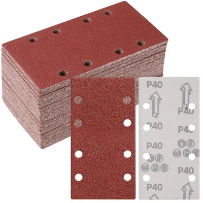 Obrázok produktu pre 50 kusov brúsnych papierov, rozmer 93 x 185 mm, zrniteľnosť 40, s lepiacou plochou