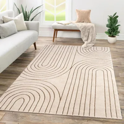 Produktbild von TT Home Wohnzimmer Teppich Kurzflor Geometrisches Design Abstrakte Optik Größe 160x230 cm
