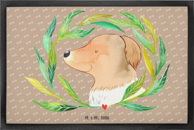 Produktbild von Mr. & Mrs. Panda Schuhabstreifer Hund Blumen 60 x 90 cm - Hundeglück - Geschenk, Schmutzmatte, Hundeliebe, Ranke, Bodenvorleger, Hunde, Sprüche, Gummimatte, Fußabtreter