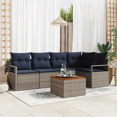 Produktbild von Maison Exclusive - Gartensofa-set mit Kissen 6 pcs Grau Poly-Rattan