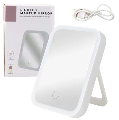 Zdjęcie produktu dla Lustro podświetlane diodami LED 3 tryby oświetlenia Kąt pochylenia 90° Biały
