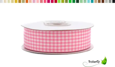 Produktbild von Karoband 25mm, 20 Meter, Farbe:rosa 148