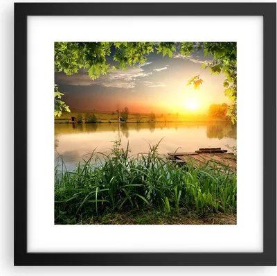 Produktbild von Gerahmtes Poster - Schwarzer Rahmen - Brücke See - 30x30 cm - Wand Bild - Wanddeko - Wandbilder - Kunstposter - Wandposter - Bilderrahmen - Bilder - Kunstdruck - Wandbild - P2BAC30x30-3914