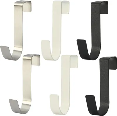 Image de Lot de 6 crochets de porte robustes en acier inoxydable, pour suspendre des vêtements en extérieur, idéaux comme crochets pour vêtements ou fixations pour fenêtres, sans perçage