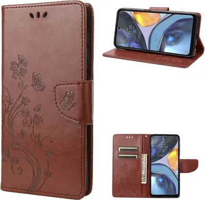 Zdjęcie produktu dla Pokrowiec König Design kompatybilny z telefonem Motorola Moto G22 z syntetycznej skóry - Brązowe etui na telefon komórkowy