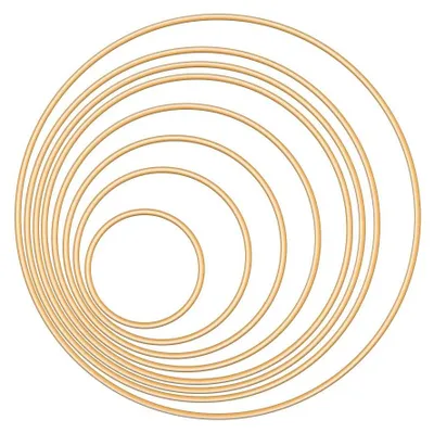 Imagen del producto de Juego de 16 aros metálicos en 8 tamaños para atrapasueños y manualidades, color dorado
