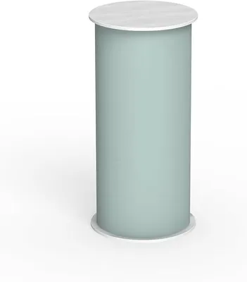 Produktbild von Lamellen Counter | ? Lamellentheke | ? Messetheke | ? Promotiontheke | ? Verkaufstheke von (Weiß, Rund)