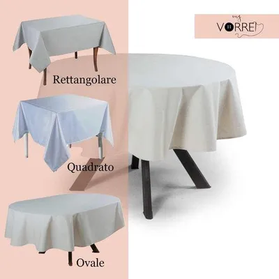 Produktbild von Tischdecke Rund - Vliesbedeckung Fleckenbeständig - Echtweich Tischschutz - Vliesgaren - 200x200 cm - Champagner