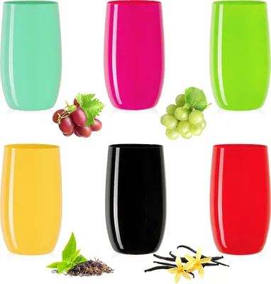 Produktbild von PLATINUX Bunte Elegante Trinkgläser aus Glas 320ml (max. 400ml) Set 6 Teilig Wassergläser Saftgläser Longdrinkgläser