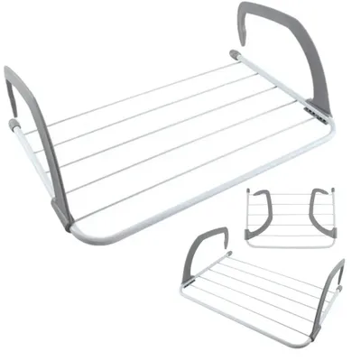 Obrázok produktu pre Sušiak na bielizeň balkónový na radiátor skladací 55x35 cm 5 tyčí sivý