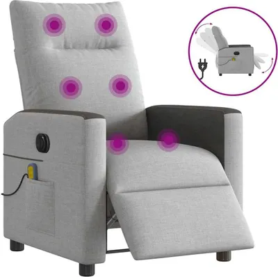 Obrázek produktu pro Elektrické masážní polohovací křeslo obláčkově šedé textil