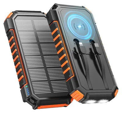 Immagine prodotto di Power bank solare wireless da 20000 mAh - Caricabatterie portatile rapido da 22,5W ADDTOP