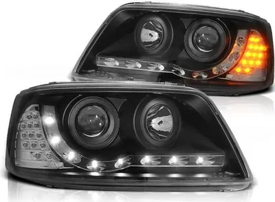 Produktbild von Scheinwerfer LED Tagfahrlicht Optik passend für VW T5 Bj. 03-09 Schwarz mit LED Blinker