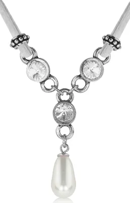 Produktbild von LUISIA® Halskette Cami mit Premium Kristallen und Perle - Silber
