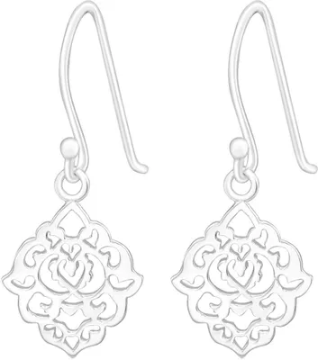 Produktbild von Ohrringe 925 Sterling Silber vergoldet Ohrhaken mit Blumenmuster Material - Silber