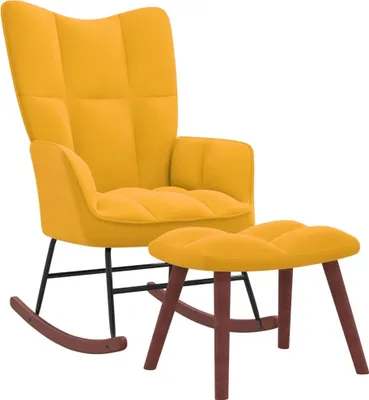 Image de Chaise à bascule avec repose-pied Jaune moutarde Velours