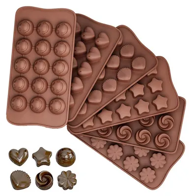 Produktbild von Silikon Schokoladenform 6 Stück, Pralinenform, Antihaft, 3D Süßigkeitenform, Backform, 22.5x14cm