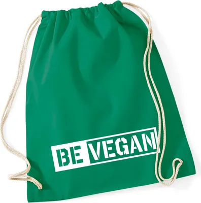 Produktbild von Huuraa Turnbeutel Be Vegan Modern 12 Liter Kelly Green Baumwolle Rucksack Geschenkidee