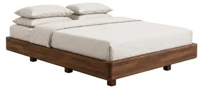 Produktbild von Schwebebett aus massivem Buchenholz Visby LENA FLAT ohne Nachttische, 200x200 cm, Farbe Nussbaum