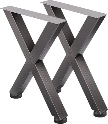 Image de Pieds de table industriels 2 pièces - Métal noir - Forme X - Heavy-Duty - Capacité de charge 1000 kg