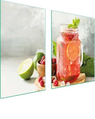 Produktbild von Herdabdeckplatten 2 teilig 100x52 Glaskeramikkochfeld Abdeckung Glas Schneidebrett Getränk Obst
