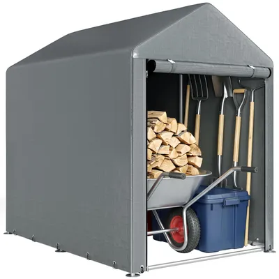 Productafbeelding van Tuinhuisje, opbergtent, robuust en weerbestendig, stalen frame, 1,2 x 1,8 x 1,6 m, donkergrijs