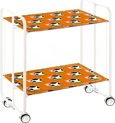 Produktbild von DON HIERRO - Klappbarer Servierwagen BAUHAUS mit Rollen – Metallgestell weiß, 2 Ebenen, 4 Positionen