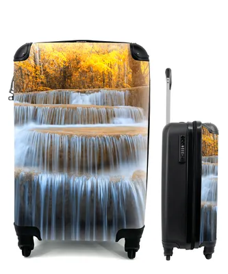 Produktbild von MuchoWow® Koffer Handgepäck Trolley Rollkoffer Kleine Reisekoffer mit 4 Rollen - Wasserfall - Natur - Bäume - Herbst - Landschaft - Cabin Size < 55x40x23 cm & 55x40x20 cm - Fotokoffer - Kabinenkoffer - Boardgepäck - Reise-Box - Reisekoffer - Reisegepäck - Koffer mit Bild - Trolley für Kinder