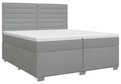 Imagen del producto de Cama con somier y colchón de la marca vidaXL, color gris claro, dimensiones 200 x 200 cm, tapizada en tela