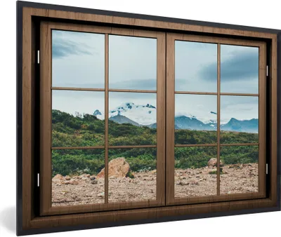 Produktbild von MuchoWow® MuchoWow® Gerahmtes Poster Aussicht - Felsen - Berg 90x60 cm - Poster mit zchwarzem Bilderrahmen - Fotorahmen - Foto-Plakat