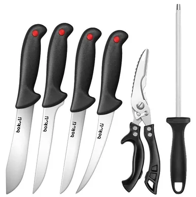 Productafbeelding van Set keukenmessen, roestvrijstalen messen, ergonomische handgrepen, 6 stuks