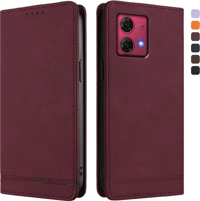 Obrázek produktu pro Pouzdro pro Motorola Moto G84 5G, retroPolyuretankožené flip pouzdro s stojánkem a přihrádkami na karty Červený