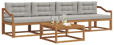 Produktbild von vidaXL Outdoor-Sofagarnitur 5 pcs Natürlich und Hellgrau