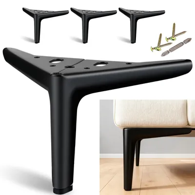 Zdjęcie produktu dla Nóżki do mebli - 12 cm - Stal - Czarny - Nośność 550 kg - 4 sztuki