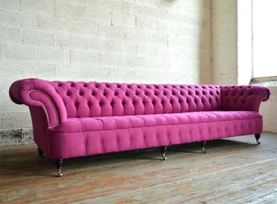 Image de Canapé Chesterfield en velours 5 places Canapés design Canapé textile Tissu rose Rembourrage