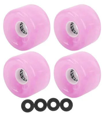 Immagine prodotto di Set di 4 ruote per skateboard, diametro 52mm, colore rosa, durezza 78A, realizzate inPoliuretano(poliuretano), ideali come ricambio per cruiser, longboard e Pennyboard