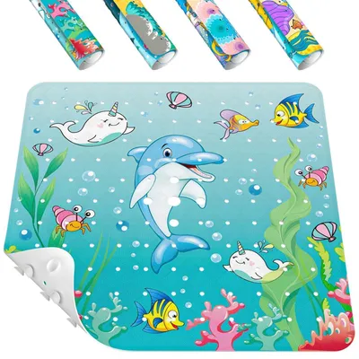 Produktbild von Duschmatte rutschfest Kinder 53 x 53 cm Baby Badewannenmatte mit Saugnäpfen und Abflusslöchern maschinenwaschbar