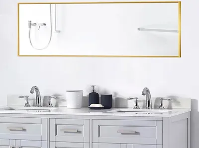 Obrázek produktu pro Zrcadlo ProximaX v plné délce 150x40 cm - třístranné jako stojací, nástěnné a toaletní zrcadlo zlaté barvy