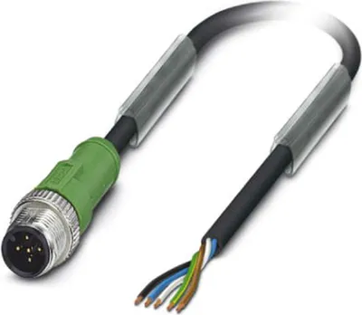 Produktbild von M12 Sensorleitung PVC 5-polig Stift gerade A-Kodierung, Länge 6,0 Meter tiefschwarz RAL 9005, Kabel Außendurchmesser