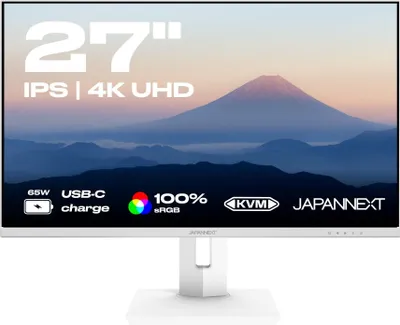 Produktbild von JAPANNEXT JN-IPS27UHDR-C65W-HSP-W, 68,6 cm (27"), 3840 x 2160 Pixel, 4K Ultra HD, LED, 8 ms, Weiß