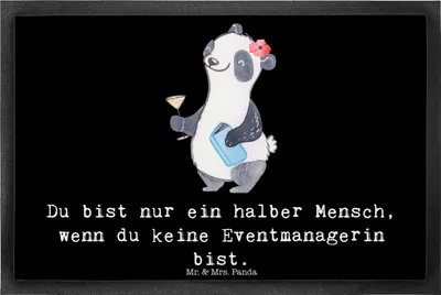 Produktbild von Mr. & Mrs. Panda fußmatte Eventmanagerin Herz 40 x 60 cm - Schwarz - Geschenk, Lustig, Gummimatte, Beruf, Schmutzmatte, Fußabstreifer, Schmutzfangmatte, Spruch, Witzig