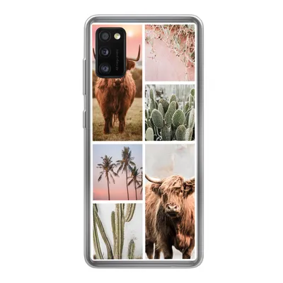 Produktbild von MuchoWow® Handyhülle Schutzhülle Hülle für Samsung Galaxy A41 Schottischer Highlander - Sukkulente - Pastell Silikon Softcase Handy Hülle - Mobiltelefon
