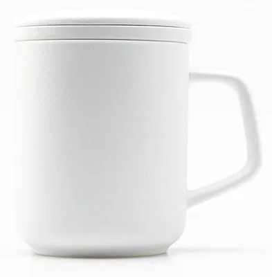 Zdjęcie produktu dla Filiżanka z sitkiem i pokrywką, 370 ml, biała, porcelana