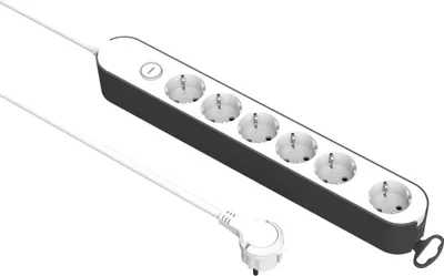 Produktbild von Unitec Steckdosenleiste Greenline 6 fach mit Schalter Flachstecker weiß/anthrazit 1,8m