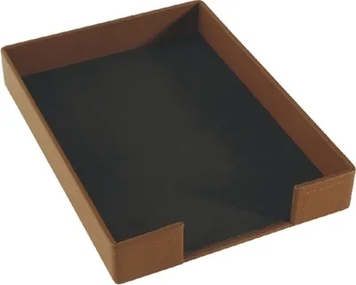 Produktbild von LÄUFER Leder Briefkorb Scala in Cognac für DIN A4 Dokumente, 255 x 55 x 350 mm