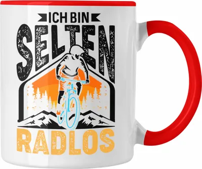 Produktbild von Trendation - Ich Bin Selten Radlos Tasse Geschenk für Fahrradfahrer Radfahrer Rennradfahrer Biker Lustiger Spruch (Rot)