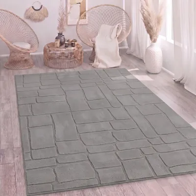 Produktbild von Paco Home Teppich Wohnzimmer Hochflor Skandi Boho Geometrisch Abstrakt Uni Waschbar 200x280 cm