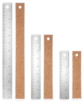 Produktbild von Edelstahl Lineal Set 3-teilig, 15 cm 20 cm 30 cm, Korkrückseite, für Büro