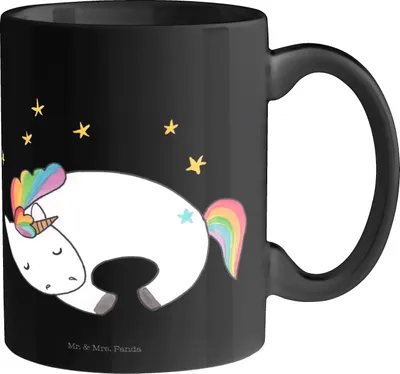 Produktbild von Mr. & Mrs. Panda Becher Einhorn Nacht - Schwarz - Geschenk, Einhörner, Teetasse, Kaffeebecher, Tasse, Trinkbecher, Unicorn, Ruhe, Kaffeetasse, Menschen, Traum